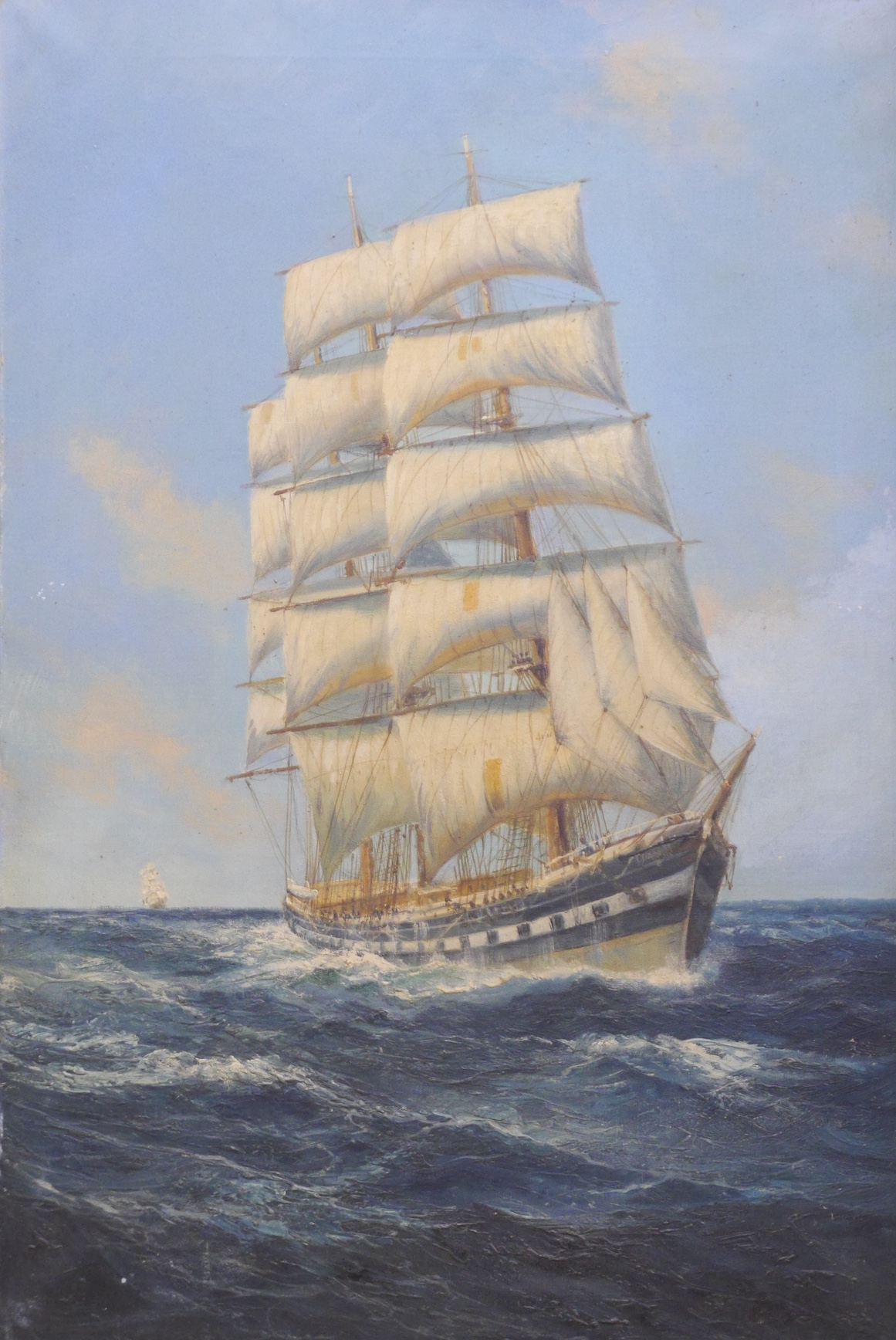 Early 20th century School, oil on canvas, ‘The Galleon Tamar’, unsigned, 75 x 49cm. Condition - fair